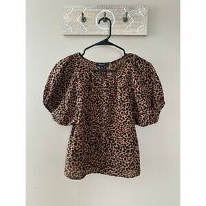 Madewell Leopard Print Short Sleeve Button Down Blouse